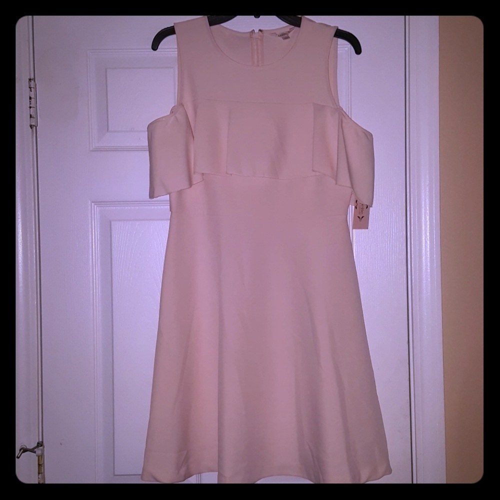 Adorable Cold shoulder dress Baby Pink fit + flare